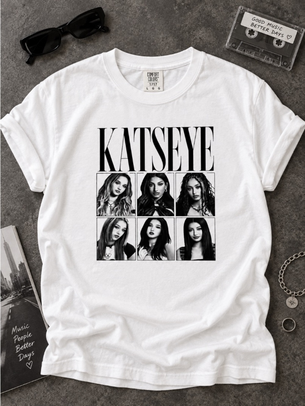 Katseye Live On Tour 2026 Shirt Members Photo Concert White Tee